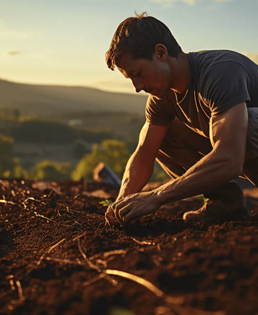 Man planting a plant